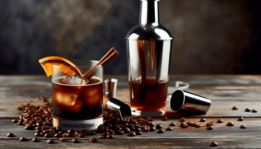 a cold brew old fashioned with shaker