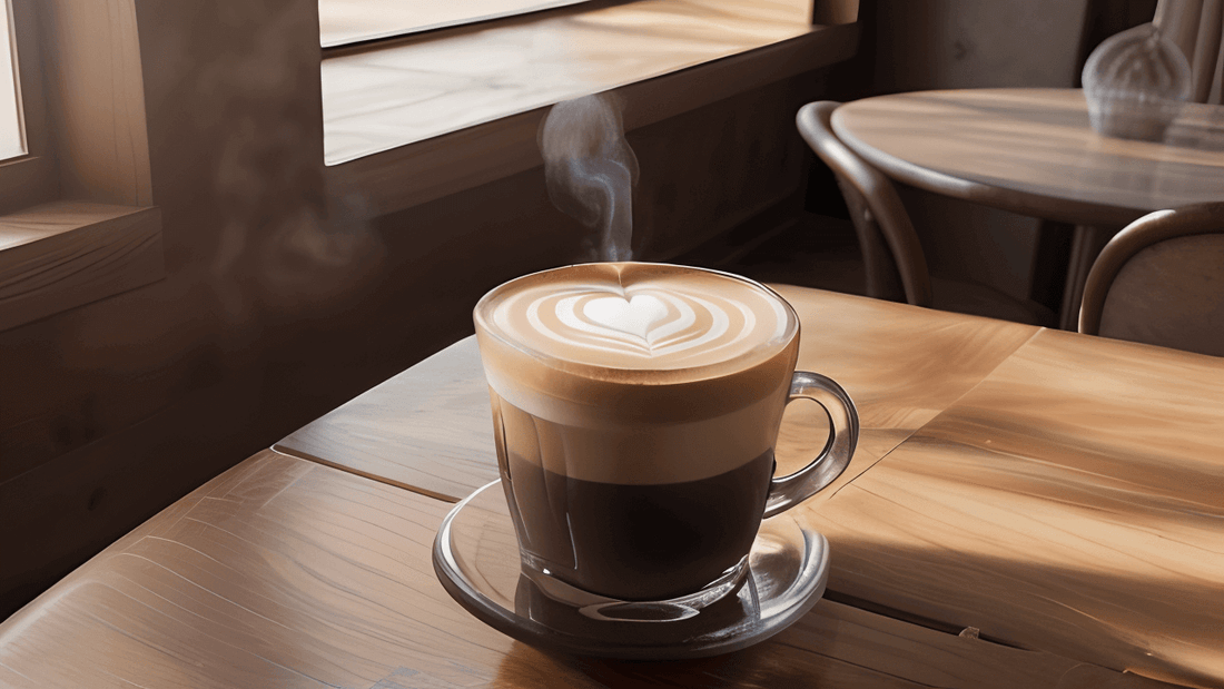 cortado espresso on a dining table